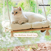 Hamac pour Chat Fenêtre en Bois et Cordes, Coussin Amovible, 45 x 35 cm, vue 2