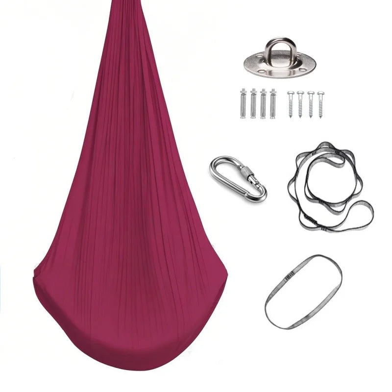 Hamac Suspendu Élastique en Polyamide, 150 x 280 cm, Kit de Fixation, Yoga Aérien, vue 21