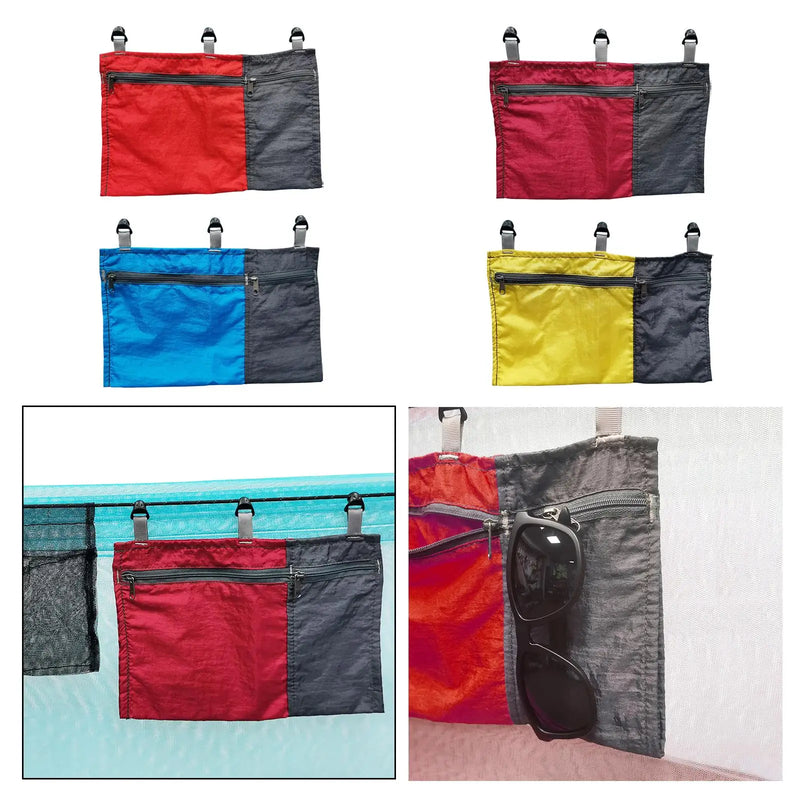 Organiseur de hamac à poches zippées, pochette suspendue coulissante 27 x 17 cm, rouge, bleu ou jaune, vue 6