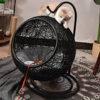 Hamac pour Chat Suspendu, Nid Rond Tressé avec Support en Fer, vue 4