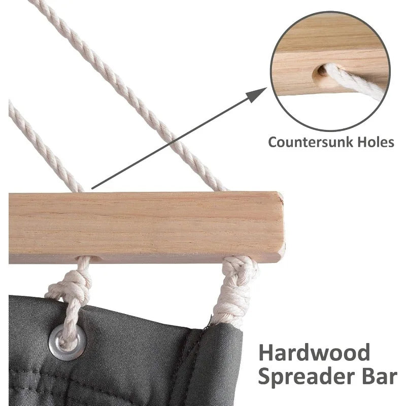 Hamac sur Pied Double Matelassé Gris Foncé, Support Métal Noir 375 cm, vue 6
