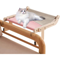 Hamac pour Chat en Bois, Perchoir de Fenêtre 3 en 1, Toile Grise, 47 x 38 cm, vue 5