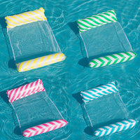 Hamac Flottant Gonflable Pliable avec Filet en Nylon, 122 x 70 cm, Bleu Turquoise ou Vert, vue 2