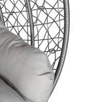 Fauteuil Suspendu Œuf en Rotin Tressé avec Pied en C et Coussins, 92 cm, vue 2