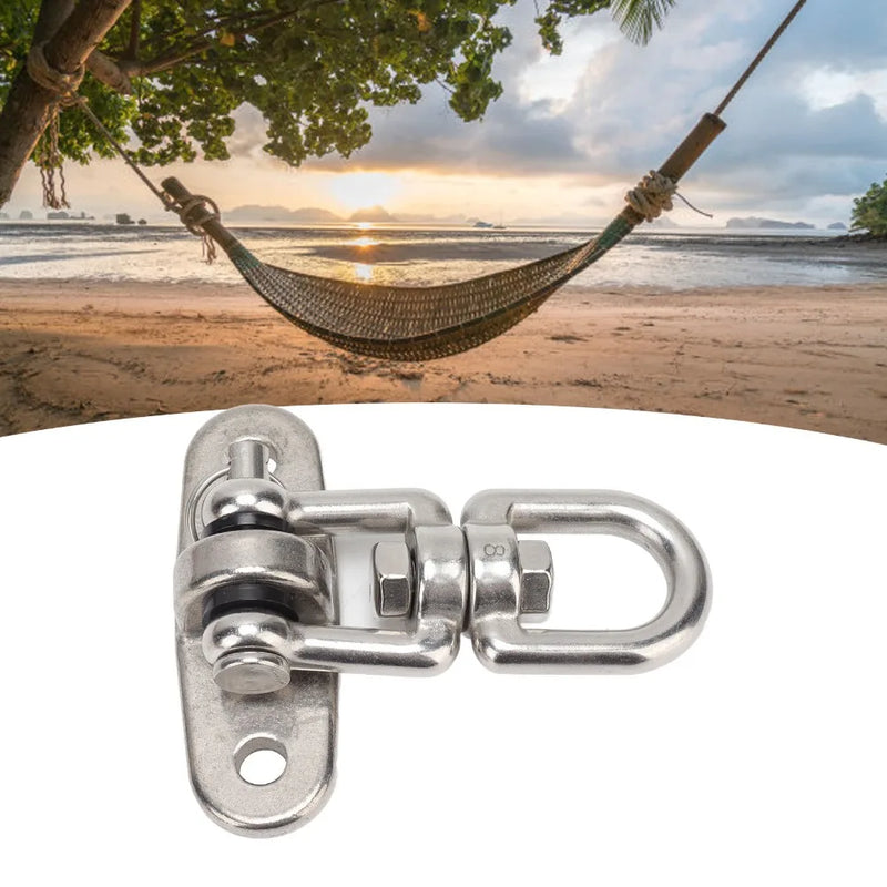 Fixation Hamac Pivotante 360° en Inox 304, Platine 8,2 cm avec Chevilles et Vis, vue 3