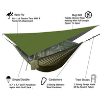 Hamac de Camping Double Moustiquaire, Bâche Imperméable et Sangles, 260 x 140 cm, vue 6