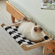 Hamac pour Chat à Accrocher au Lit, au Rebord ou au Tiroir, Bois et Toile de Coton-Lin, 44,5 x 34 cm