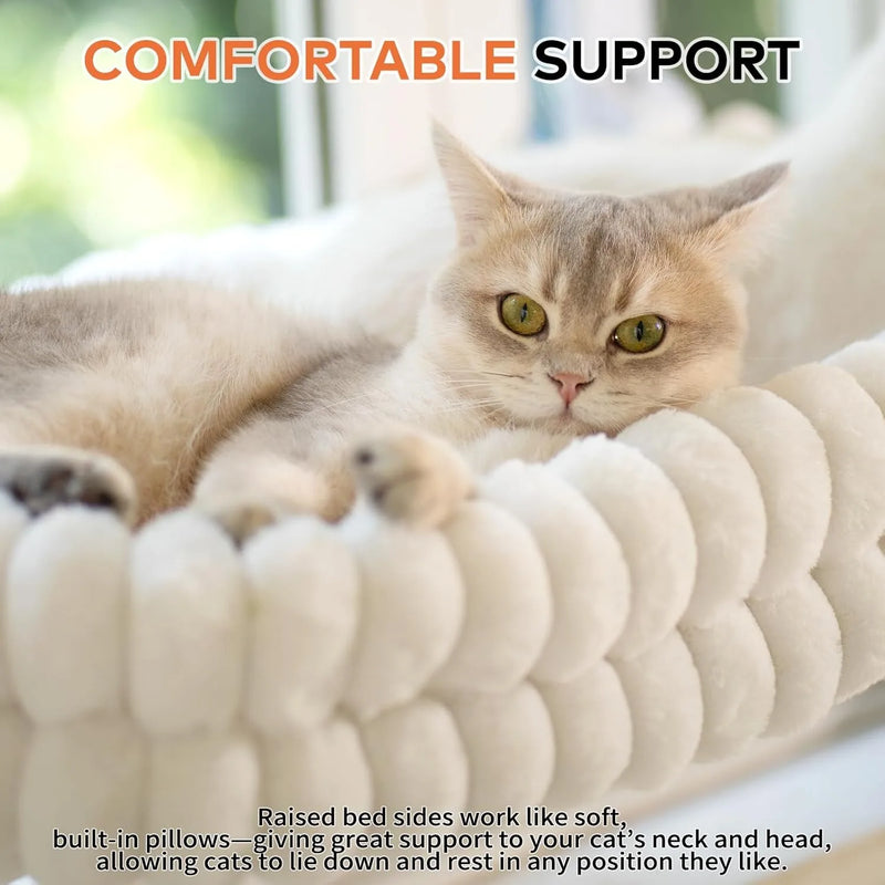 Hamac pour Chat de Fenêtre à Ventouses en Peluche, Pliable, Blanc ou Gris, 55 x 33 cm, vue 2