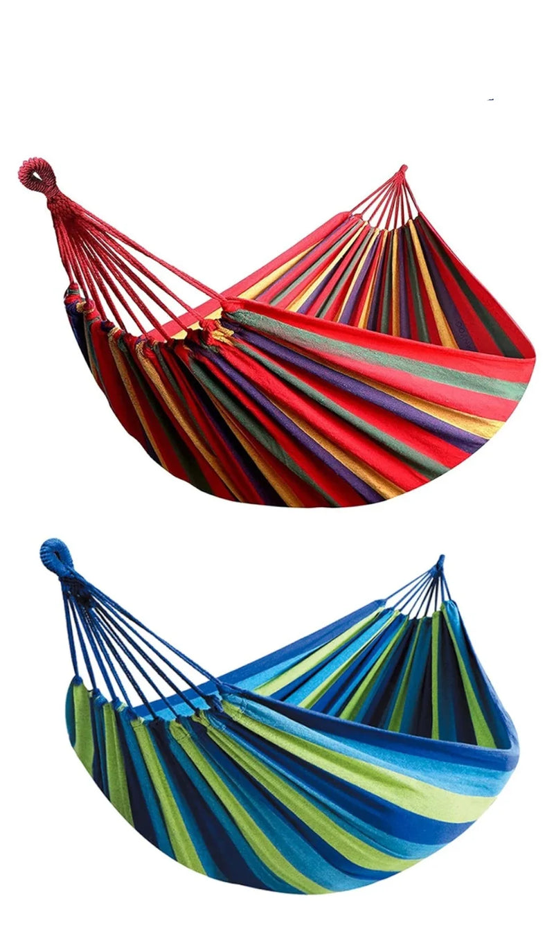 Hamac en Toile Rayée avec Cordes pour Arbres, 80 x 240 cm, Rouge ou Bleu, vue 4