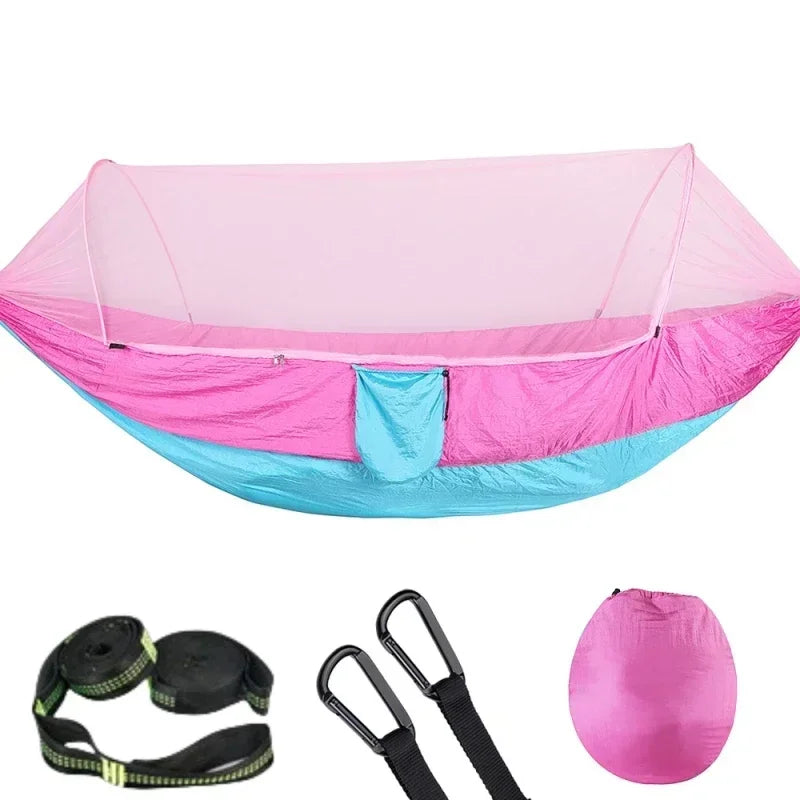 Hamac de Camping Pop-Up avec Moustiquaire, Nylon 210T, 250 x 120 cm, 8 Coloris, vue 14