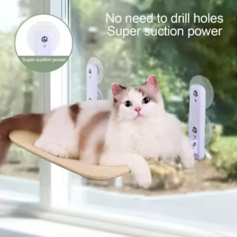Hamac pour Chat Fenêtre à Ventouses, Assise en Maille Respirante, Pliable