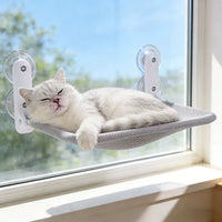 Hamac pour Chat de Fenêtre Pliable à Ventouses, Cadre Acier, Gris ou Blanc, Tailles M et L