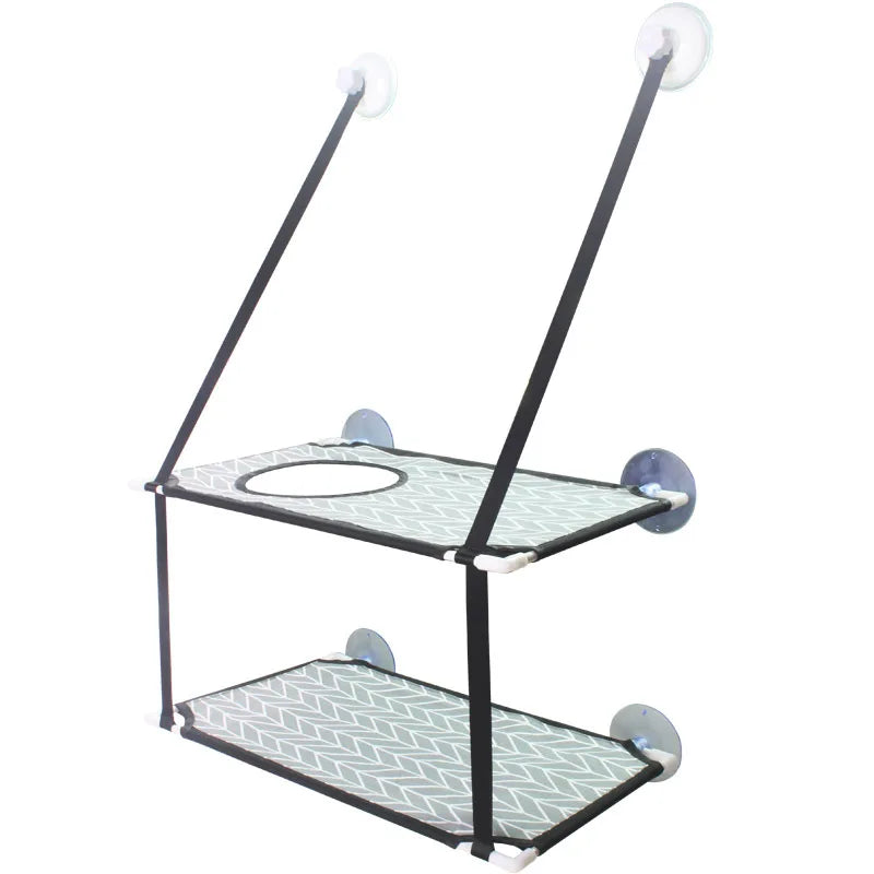 Hamac pour Chat de Fenêtre à Ventouses, Simple ou Double Étage, Maille et Sangles, 51 x 31 cm, vue 15