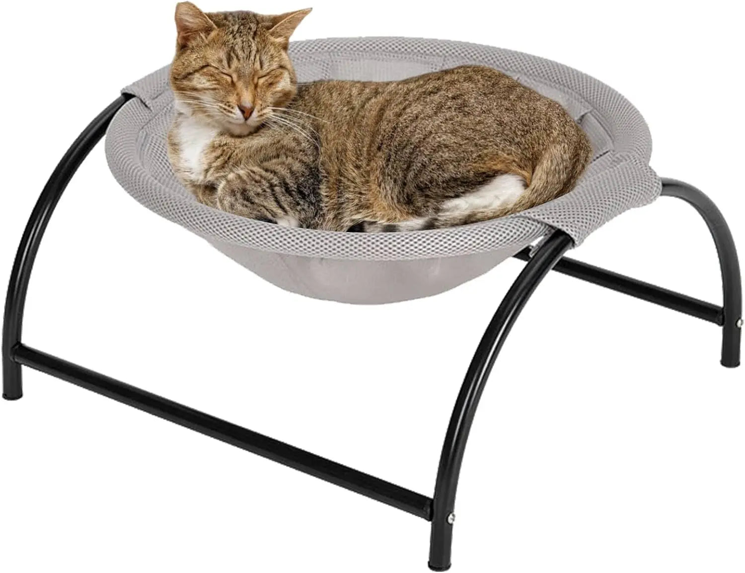 Hamac pour Chat sur Pied en Métal, Lit Rond Surélevé en Maille ou Peluche, 10 Coloris