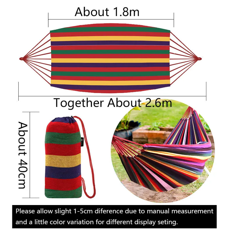 Hamac Rayé en Coton et Polyester, 1 Place, 180 cm, Rouge ou Bleu, vue 6