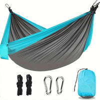 Hamac de camping simple en nylon 220 x 90 cm, sangles et mousquetons fournis, vue 10
