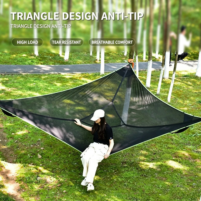 Hamac Triangle Filet Noir pour Arbres, Polyester, 2,8 m de Côté