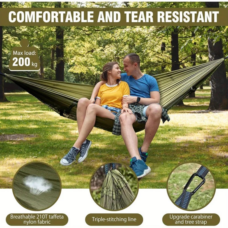 Hamac de Camping avec Moustiquaire Intégrée, Nylon Ultra-léger 720 g, Sangles et Mousquetons, vue 2