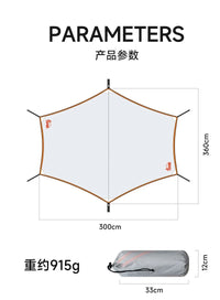 Bâche hexagonale pour hamac 360 x 300 cm, tissu anti-déchirure enduit PU3000, blanc, 915 g, vue 4