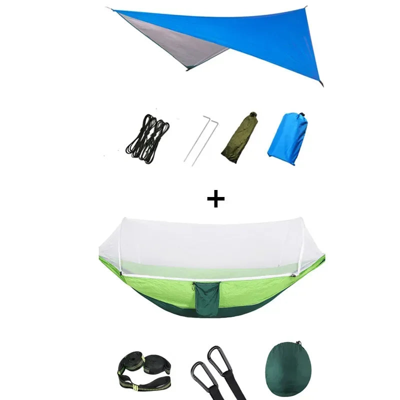 Hamac de camping pop-up avec moustiquaire et bâche de protection, 250 x 120 cm, vue 21