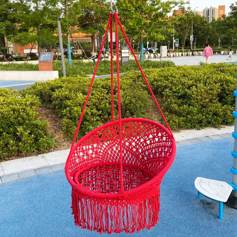 Chaise Hamac Suspendue en Macramé avec Franges, Siège Rond, 8 Coloris, vue 10