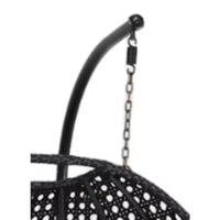 Fauteuil Suspendu Œuf Double Tressé Noir, Pied à Deux Arches, Coussin Beige, vue 2