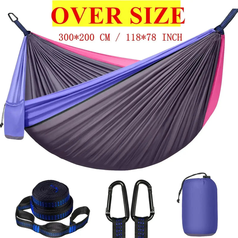 Hamac de Camping Double Extra Large 300 x 200 cm avec 2 Sangles de 2 m et Mousquetons, vue 6