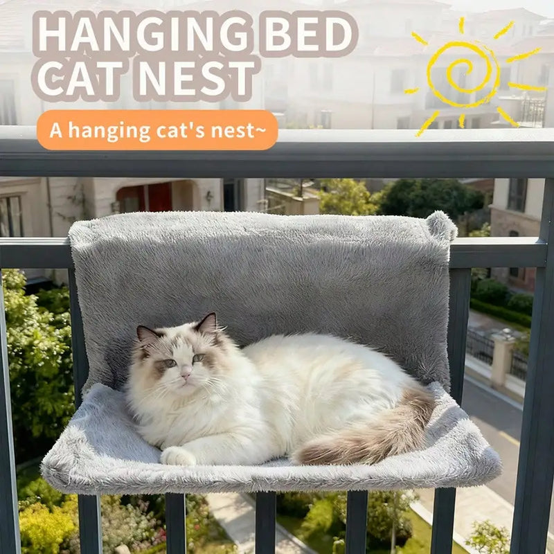 Hamac pour Chat Suspendu à Accrocher au Radiateur, Cadre en Métal, Housse Amovible, Gris ou Beige, vue 2