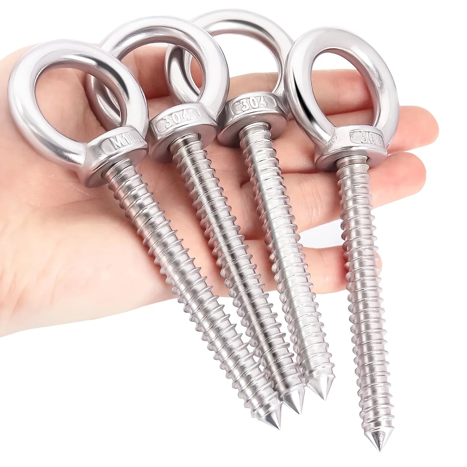 Vis à Anneau pour Hamac et Chaise Suspendue en Inox, Lot de 4, M5 ou M8