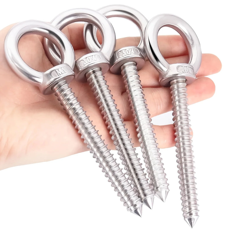 Vis à Anneau pour Hamac et Chaise Suspendue en Inox, Lot de 4, M5 ou M8