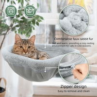 Hamac pour Chat de Table à Pince, Assise Creuse en Peluche Grise à Housse Zippée, 44 x 46 cm, vue 4