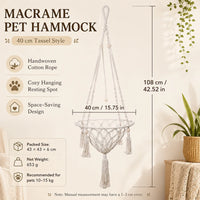 Hamac pour Chat Suspendu en Macramé de Coton, Panier à Franges, 5 Modèles de 21 à 40 cm, vue 9