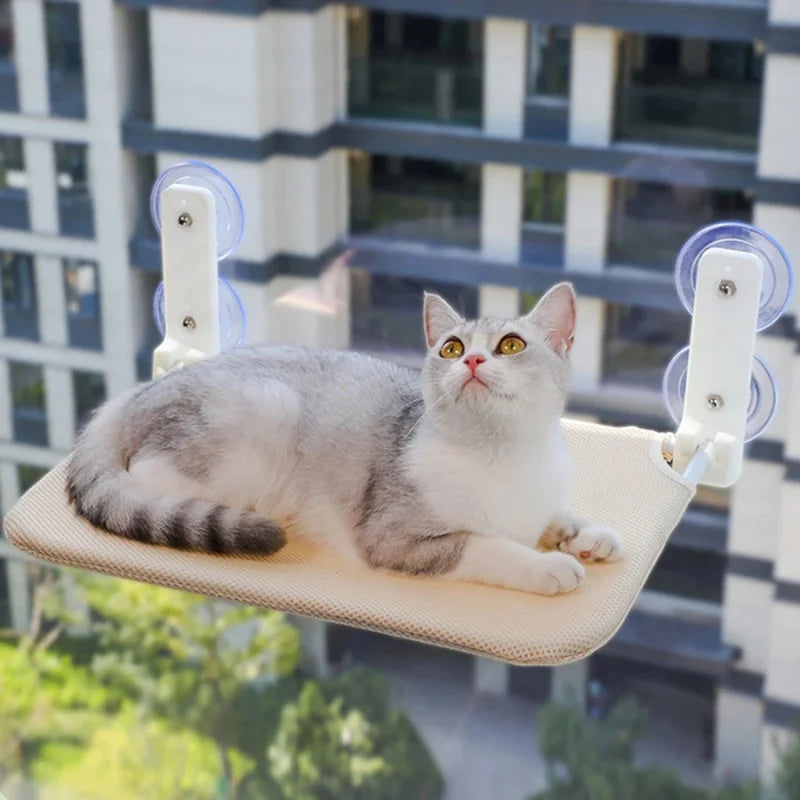 Hamac pour Chat Pliable pour Fenêtre ou Mur Lisse, Maille Grise ou Beige, 45 ou 52 x 30 cm, vue 3