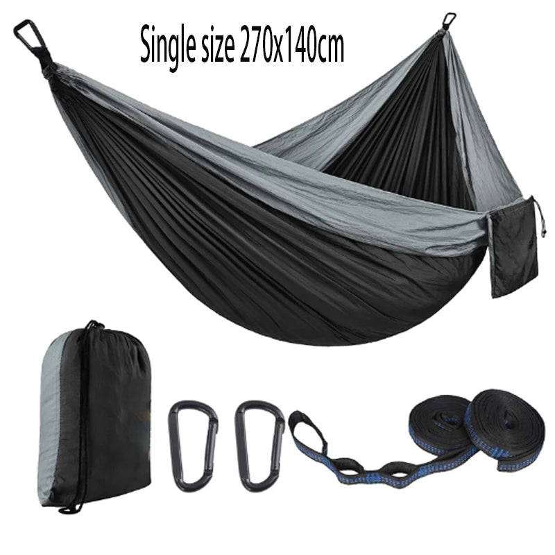 Hamac de camping portable en nylon 210T, simple 270 x 140 cm ou double 300 x 200 cm, vue 15