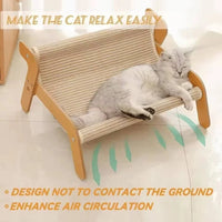 Lit Hamac pour Chat en Bois et Sisal, Griffoir 2 en 1, 2 Tailles, vue 3