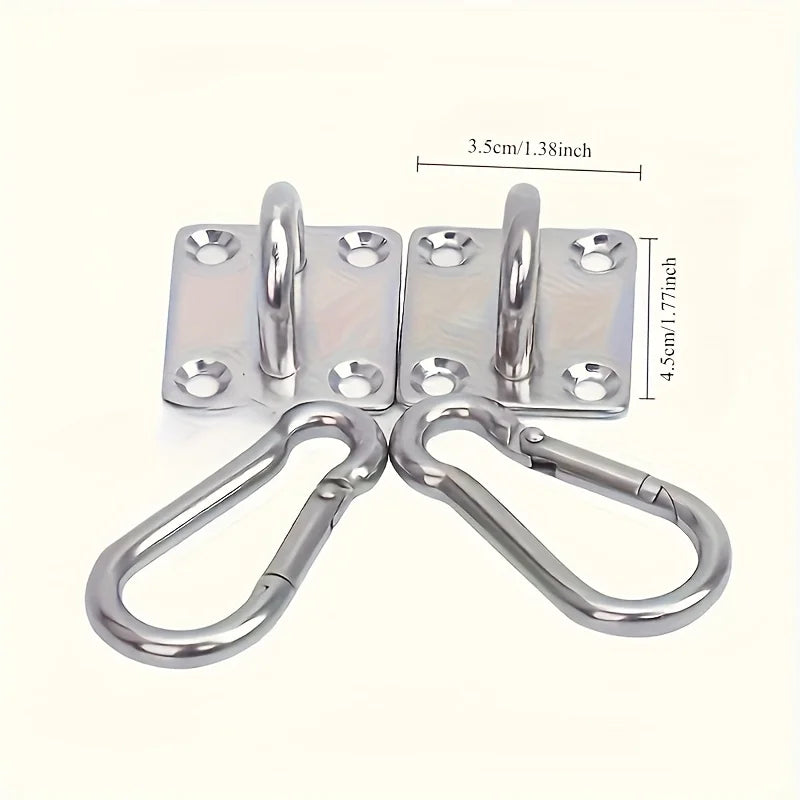 Crochets pour Hamac en Inox 304, Platine et Mousqueton, Lot de 4 à 12, vue 2