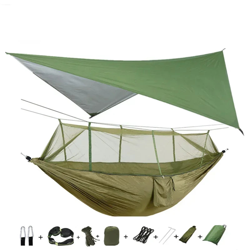 Hamac de Camping Double Moustiquaire, Bâche Imperméable et Sangles, 260 x 140 cm, vue 25