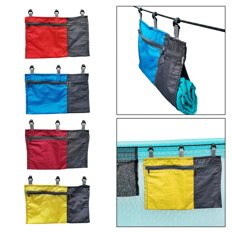 Organiseur de hamac à poches zippées, pochette suspendue coulissante 27 x 17 cm, rouge, bleu ou jaune, vue 4