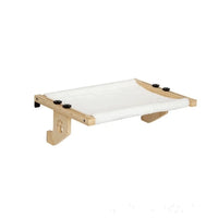 Hamac pour Chat Fenêtre en Bois, Toile Blanche en Coton, Motif Patte, vue 7