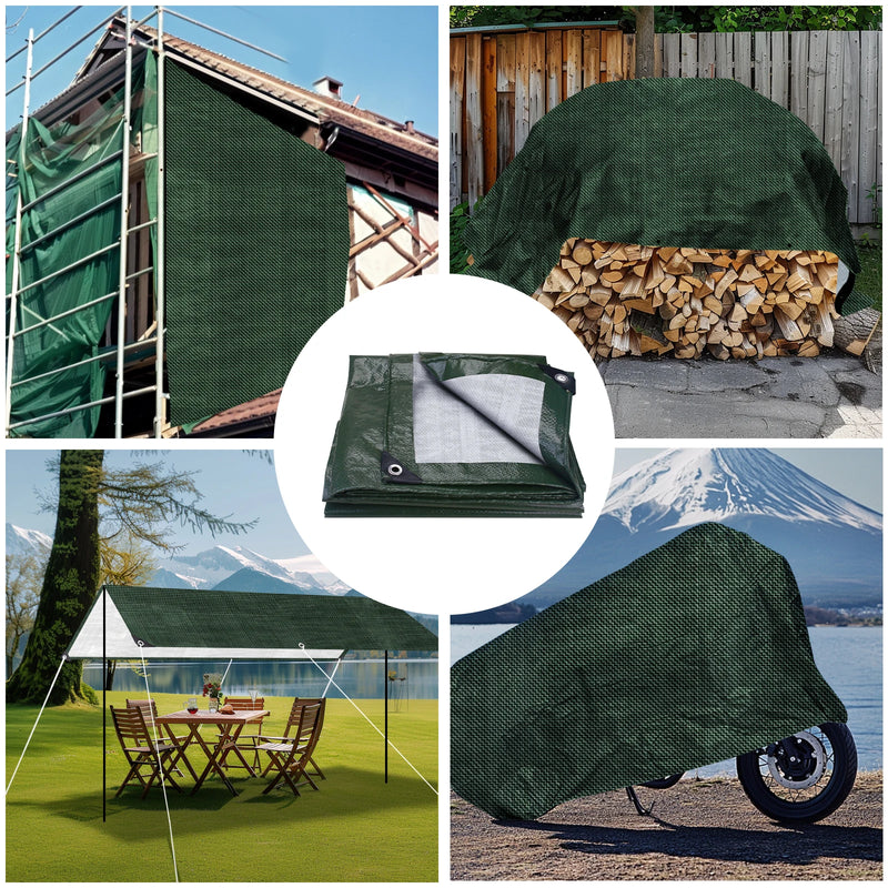 Bâche pour hamac imperméable en polyéthylène 105 g/m², œillets renforcés, vert ou bleu, 5 tailles, vue 6