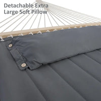 Hamac sur Pied Double Matelassé Gris Foncé, Support Métal Noir 375 cm, vue 2