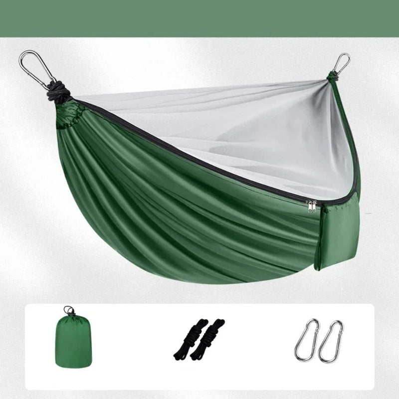 Hamac de Camping Double avec Moustiquaire Intégrée, Polyester, 270 x 140 cm, 5 Coloris, vue 8