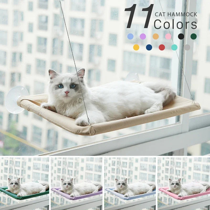 Hamac pour Chat de Fenêtre à 4 Ventouses en Tissu Oxford, Housse Lavable, 55 x 35 cm