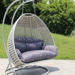Fauteuil Suspendu Œuf Tressé avec Pied Métal en Arc, 7 Coloris de Coussin