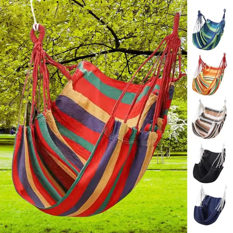 Chaise Hamac Suspendue en Toile Épaisse 130 x 100 cm, Rayée ou Unie, 6 Coloris, vue 2