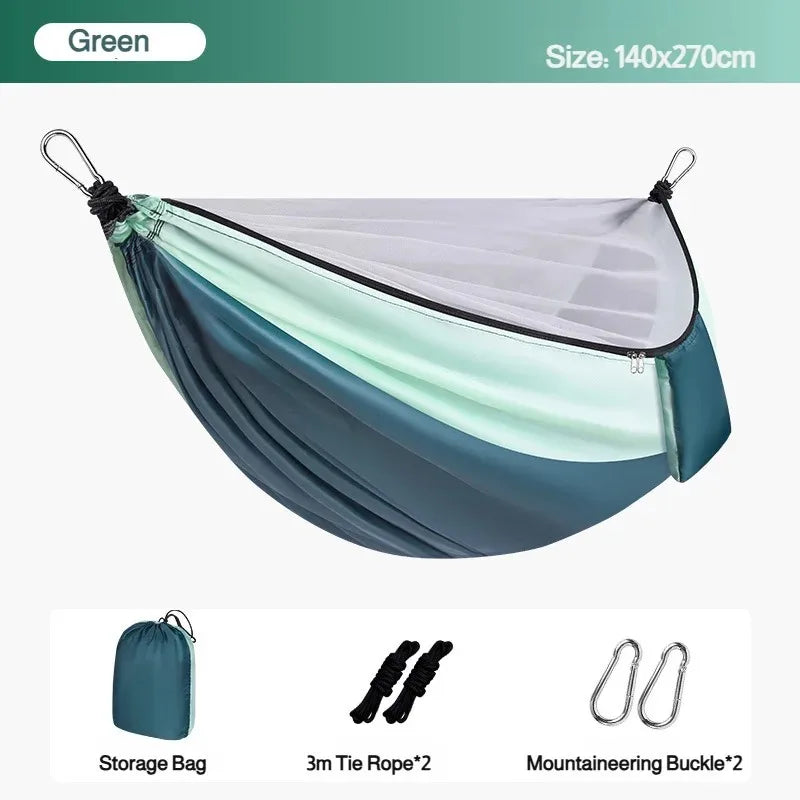 Hamac de Camping avec Moustiquaire Zippée, Polyester, 270 x 140 cm, vue 12