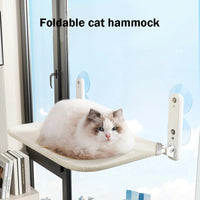 Hamac pour Chat Fenêtre Pliable à Ventouses, Tissu Respirant, Gris ou Beige, 45 x 30 cm