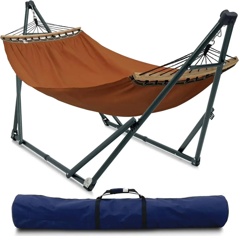 Hamac sur Pied Pliable 2 Places, Barres en Bois et Sac de Transport, vue 18