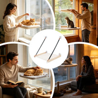 Hamac pour Chat de Fenêtre Pliable en Bois et Tissu Oxford, 51 x 38 x 46 cm, vue 4