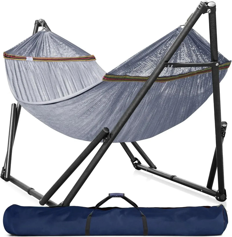 Hamac sur Pied Pliable 2 Places, Barres en Bois et Sac de Transport, vue 21